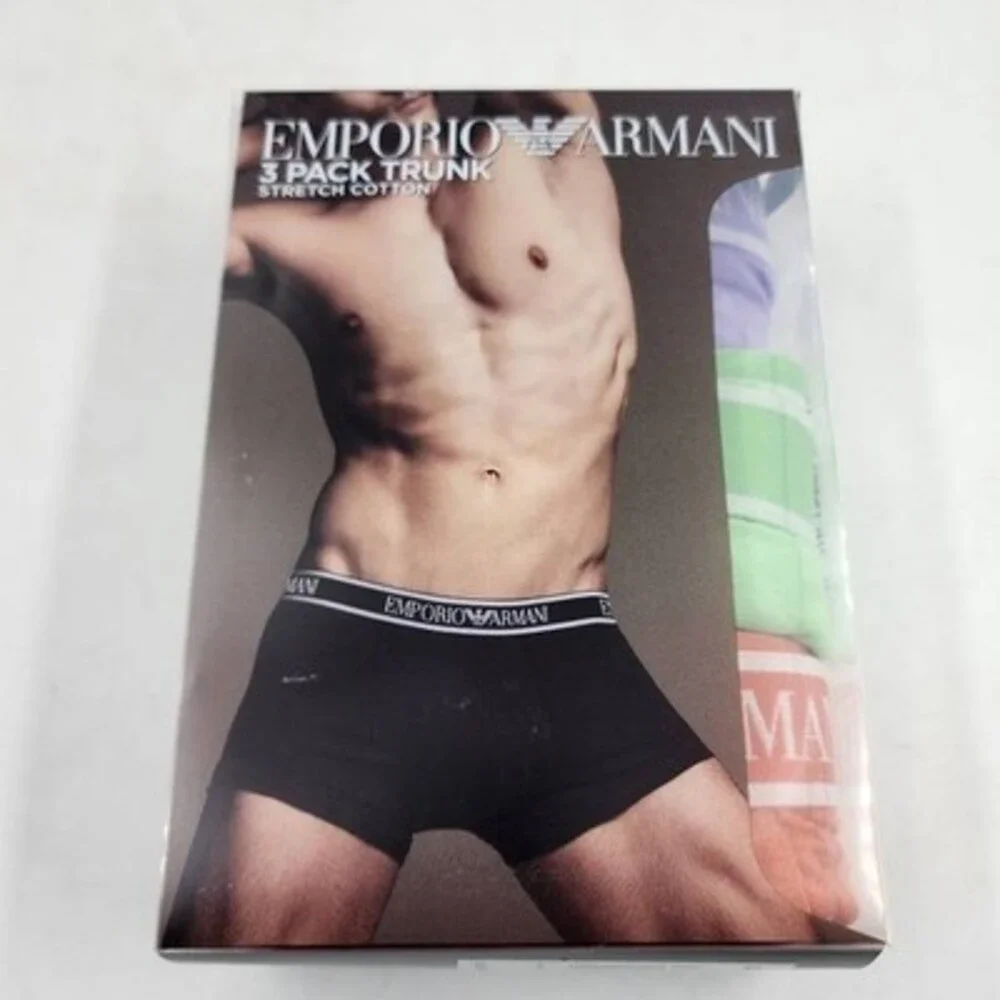 Emporio Armani Pack of 3 Soft Stretch Cotton Logo Trunks Men's XL Multicolor